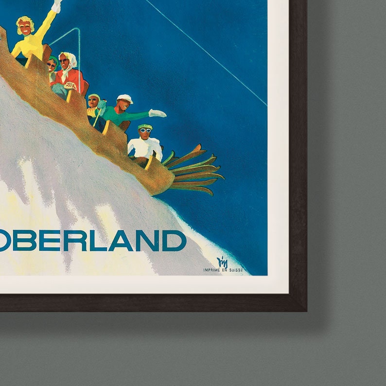 Vintage Winter Sports Travel Poster promoting Gstaad, Switzerland