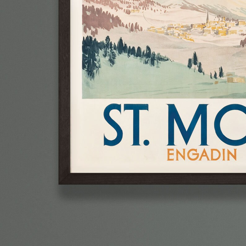 St. Moritz - Engadin Switzerland Vintage Winter Sports Travel Poster