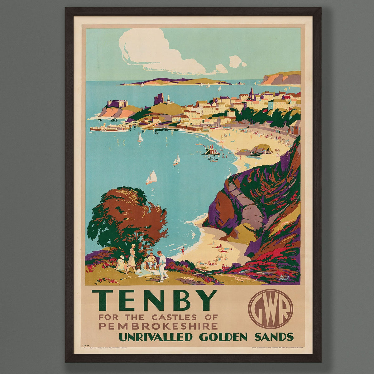 Tenby Wales Travel Poster, Vintage GWR Reproduction, Framed Print