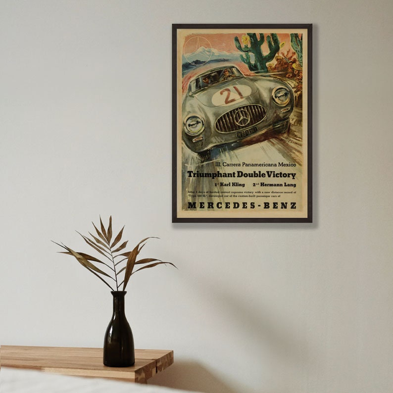 Mercedes Benz vintage framed print.