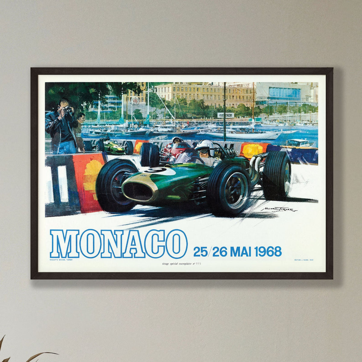 Monaco Grand Prix Poster - 1968- vintage framed print