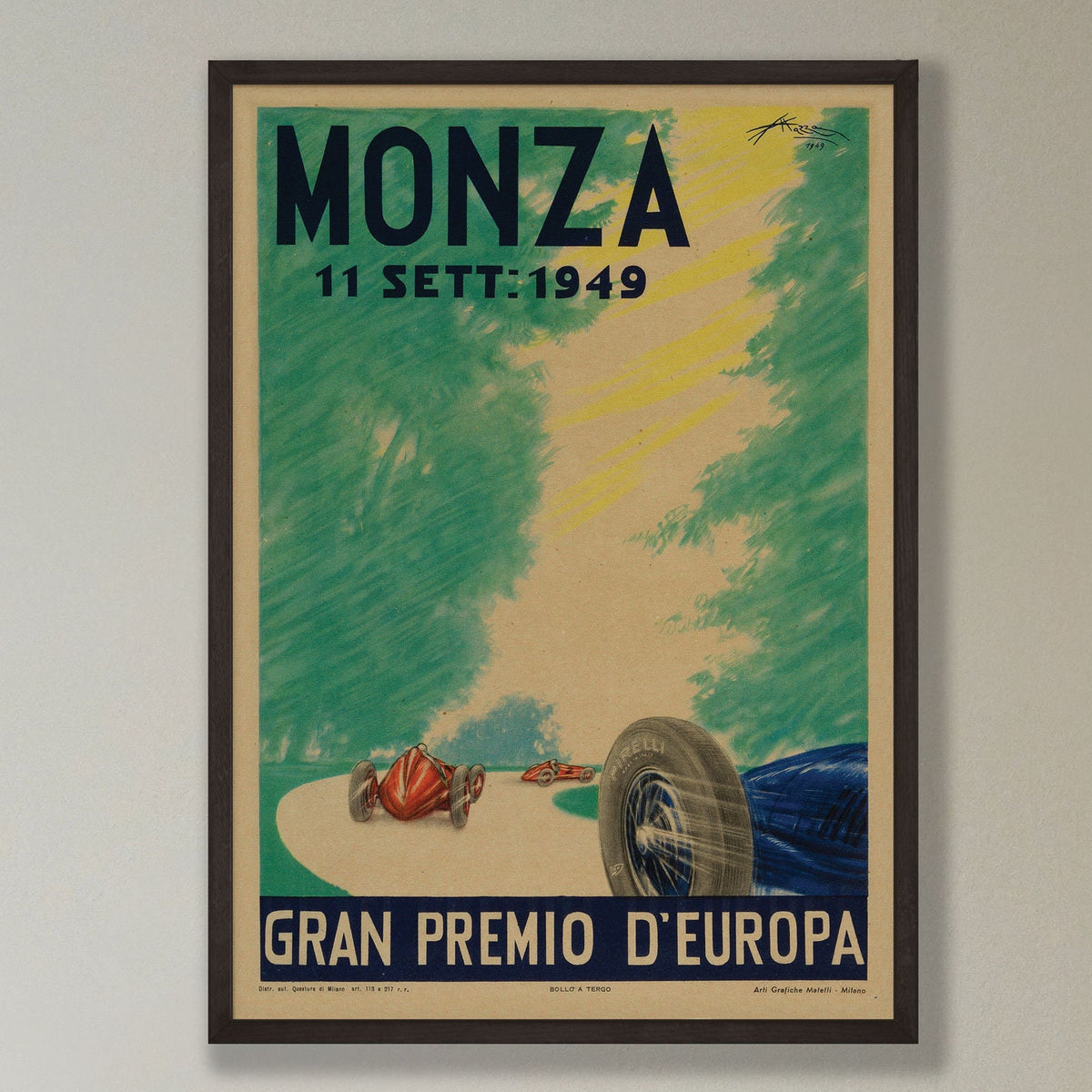 Monza Grand Prix poster - 1949 - vintage framed print