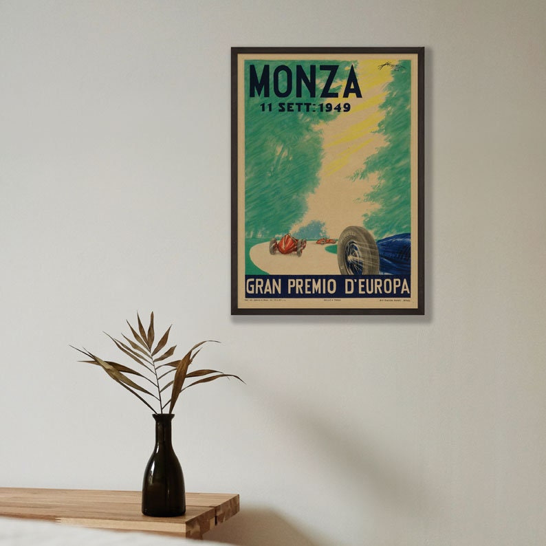 Monza Grand Prix poster - 1949 - vintage framed print