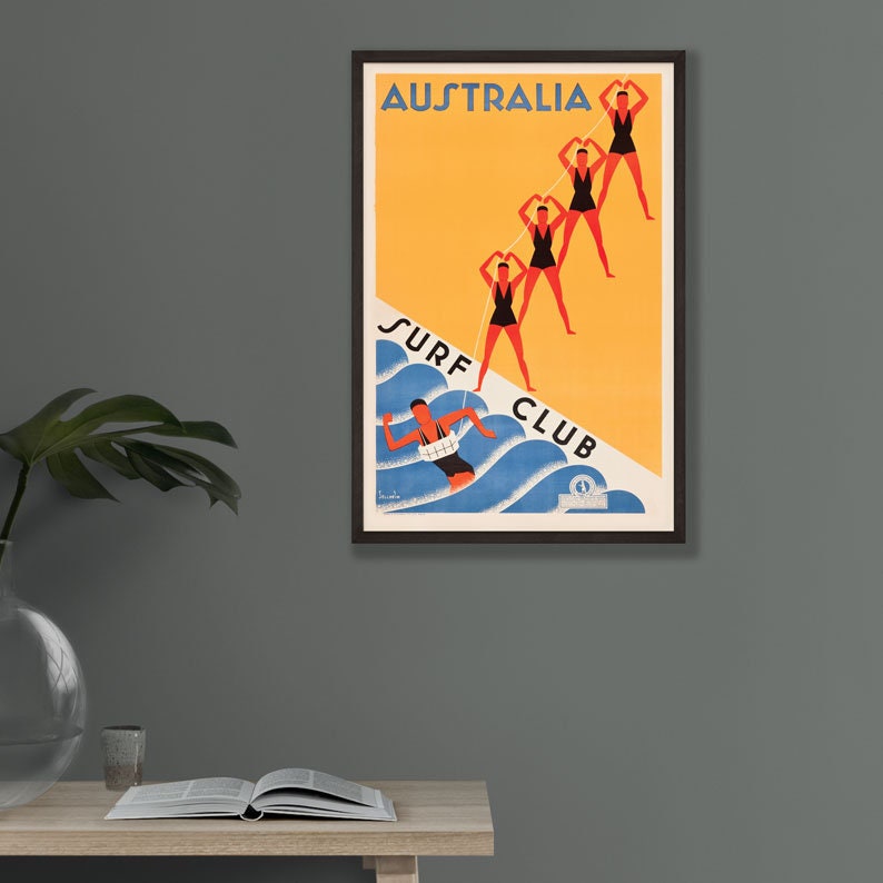 Australia Surf Club Vintage Travel Poster
