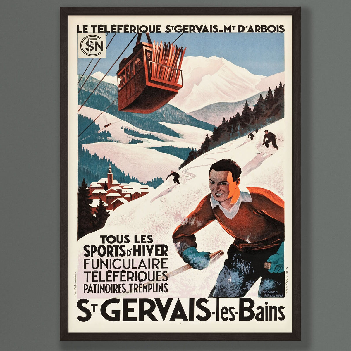 St Gervais-Les-Bains Vintage Winter Sports Travel Poster