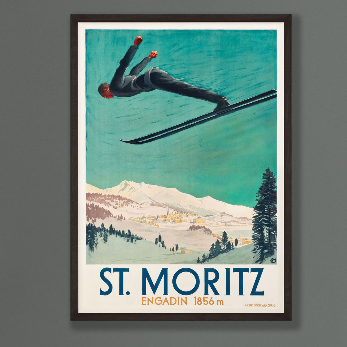 St. Moritz - Engadin Switzerland Vintage Winter Sports Travel Poster