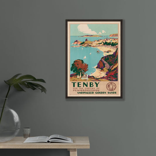 Tenby Wales Travel Poster, Vintage GWR Reproduction, Framed Print