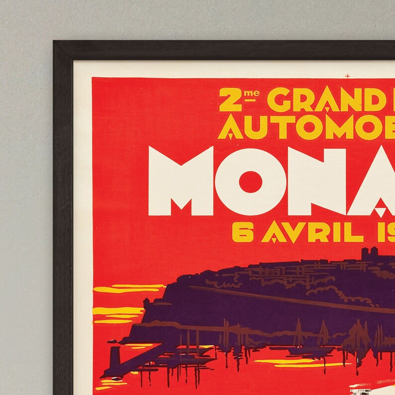 Monaco Grand Prix Poster - 1930 - vintage framed print