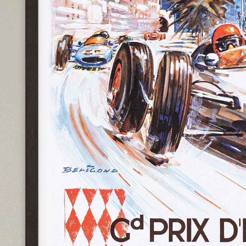 Monaco Grand Prix Poster - 1963 - vintage framed print