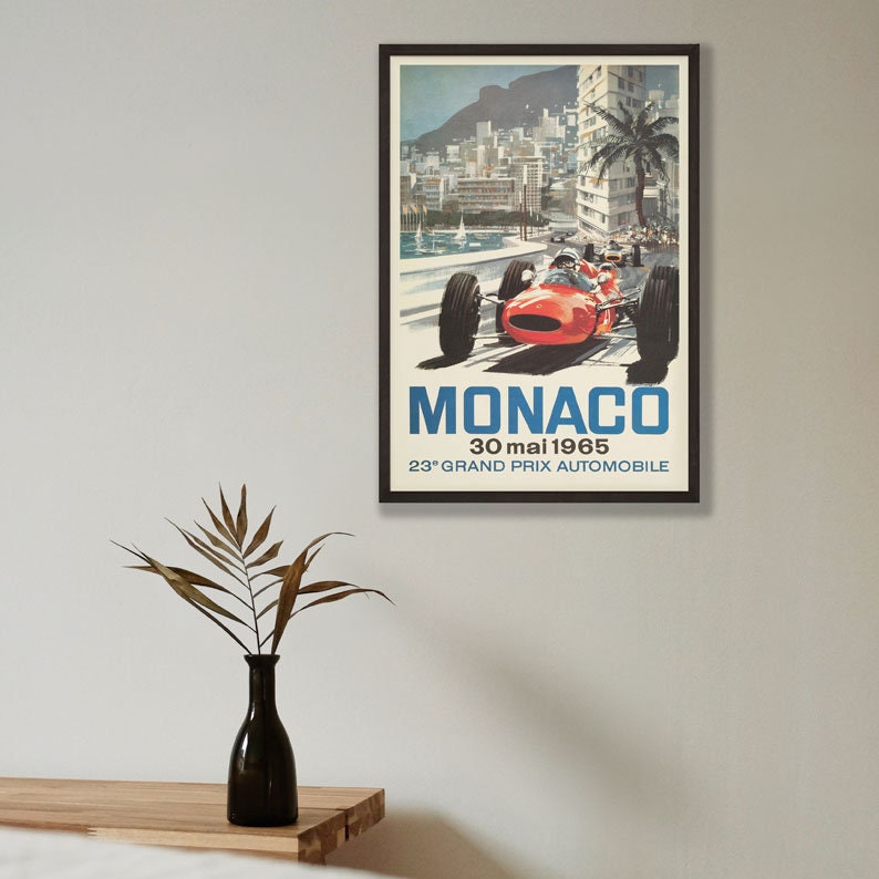 Monaco Grand Prix Poster - 1965 - vintage framed print