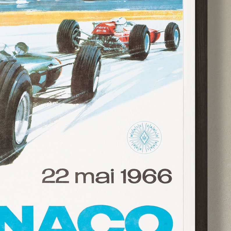 Monaco Grand Prix Poster - 1966 - vintage framed print