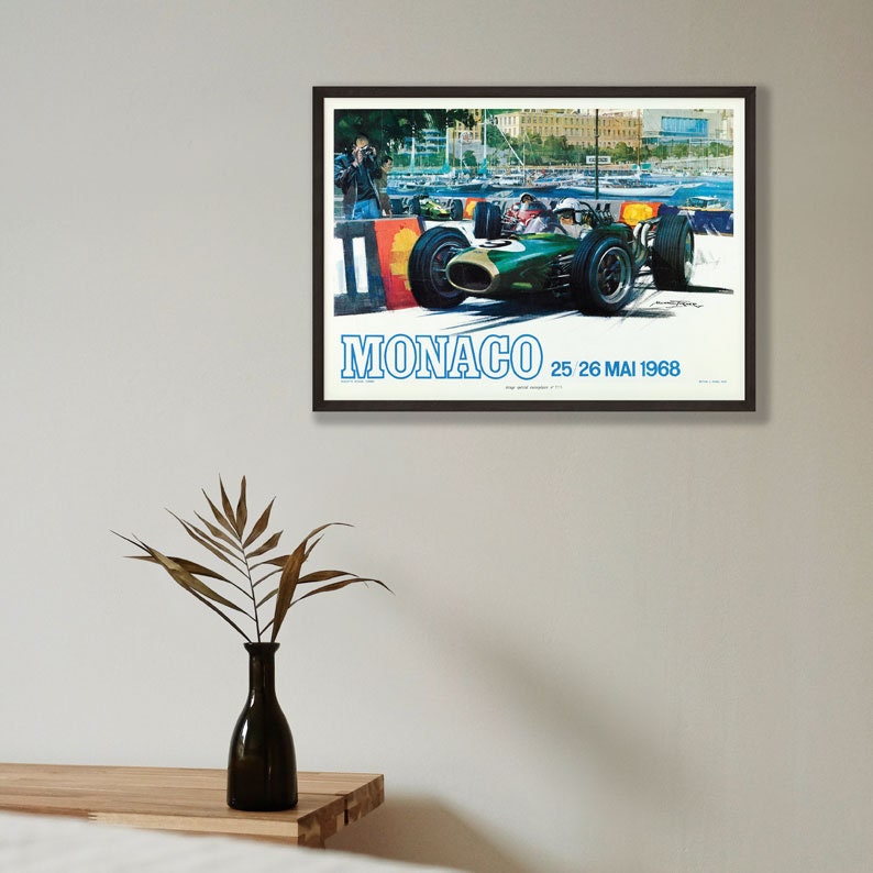 Monaco Grand Prix Poster - 1968- vintage framed print