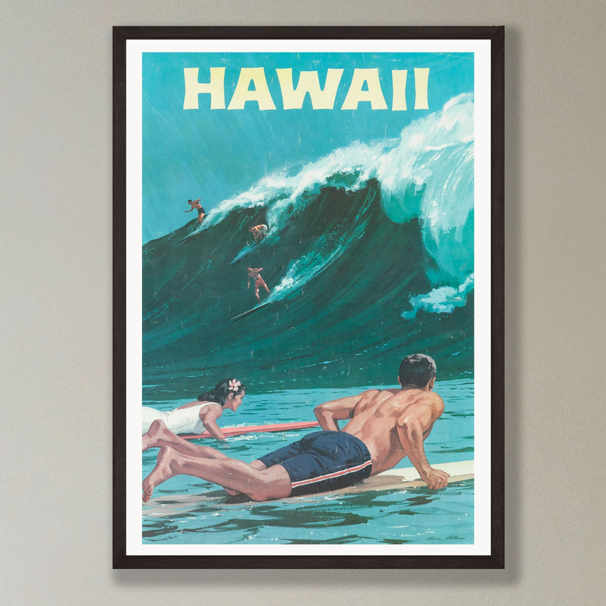 Hawaii Travel Poster - reproduction vintage framed print