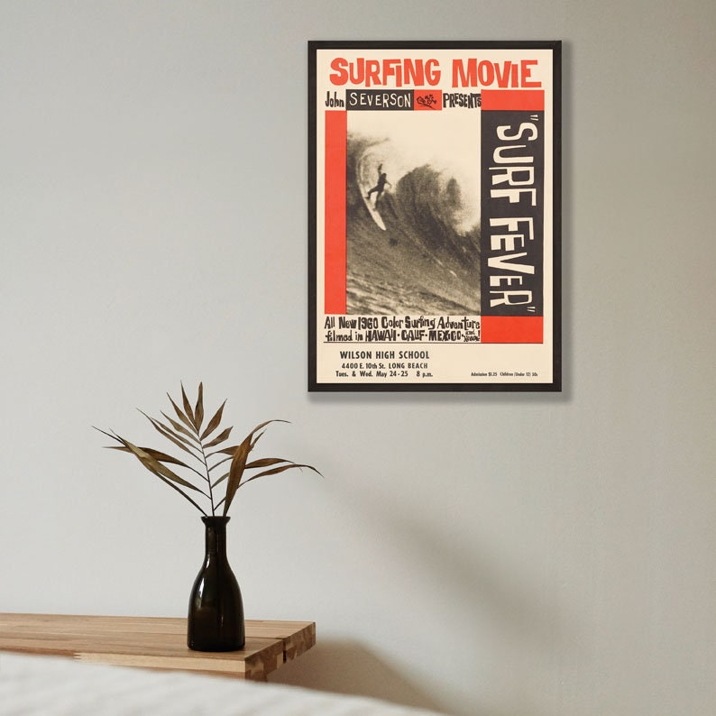 Surf Fever Surf Movie - reproduction vintage framed print