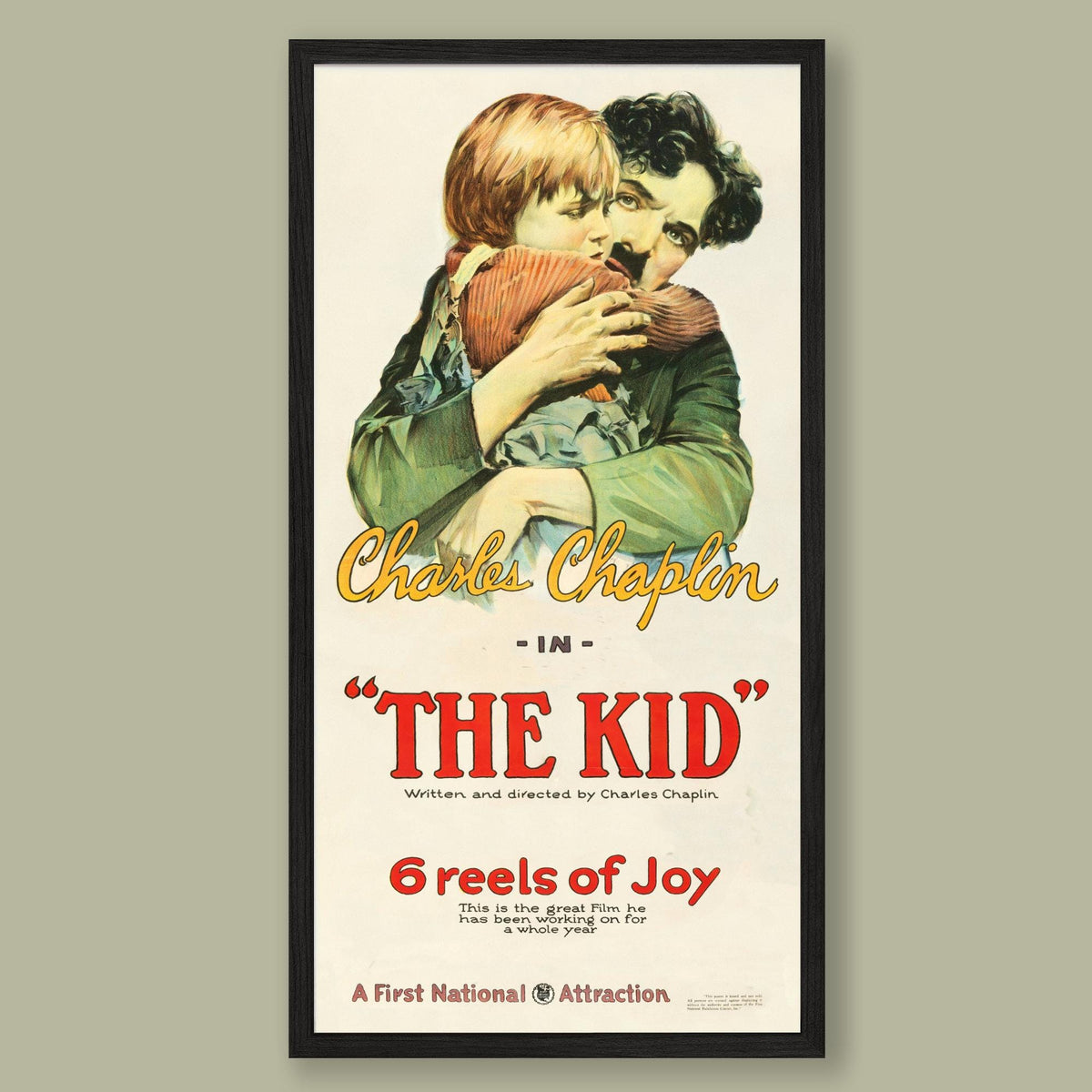 Charlie Chaplin - The Kid - Vintage Film Poster - Framed Print