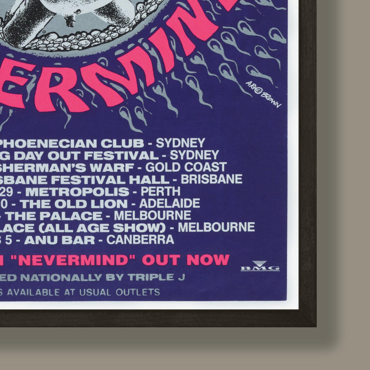 Nirvana - Australian Tour Concert Poster - Framed Print