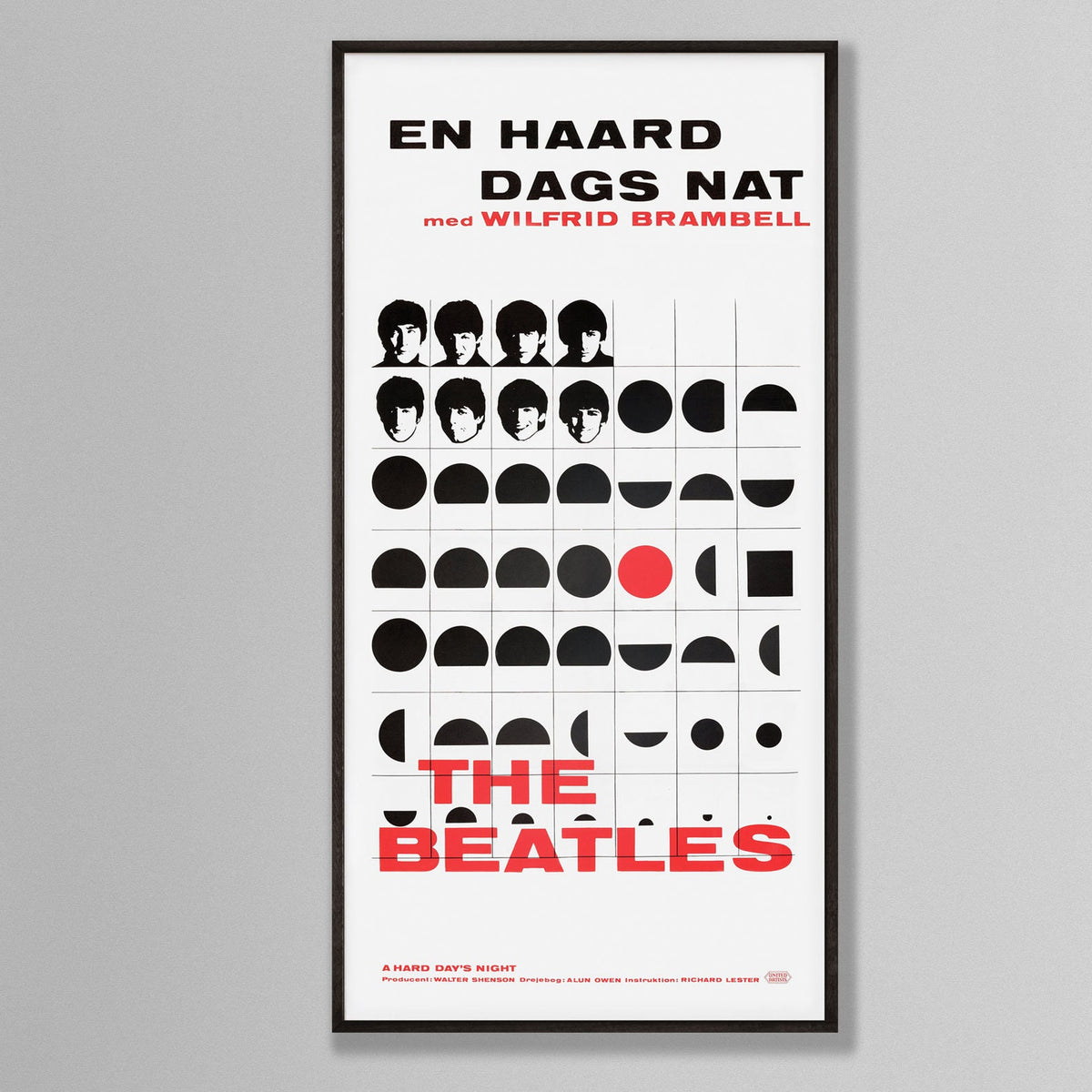 A Hard Day's Night - Beatles - Danish Film Poster - Framed Print