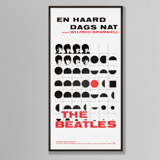 A Hard Day's Night - Beatles - Danish Film Poster - Framed Print