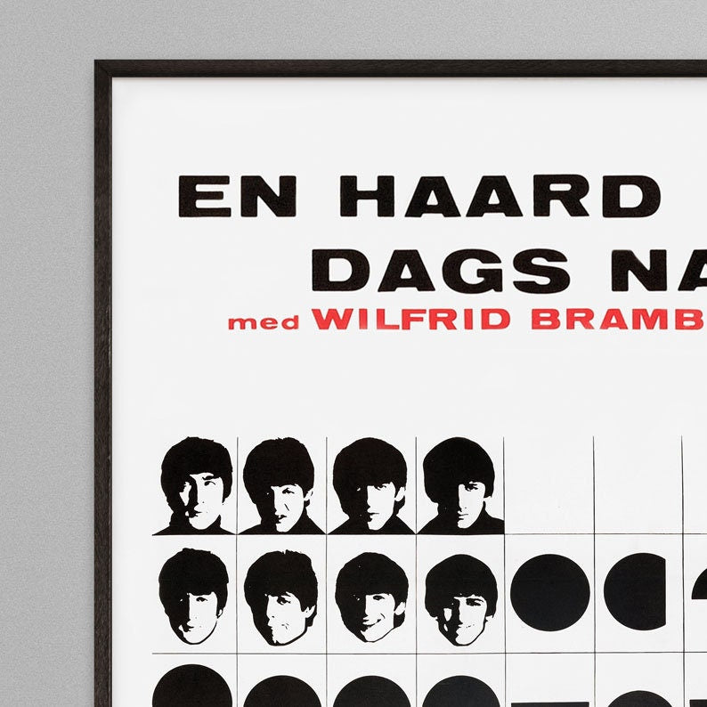 A Hard Day's Night - Beatles - Danish Film Poster - Framed Print