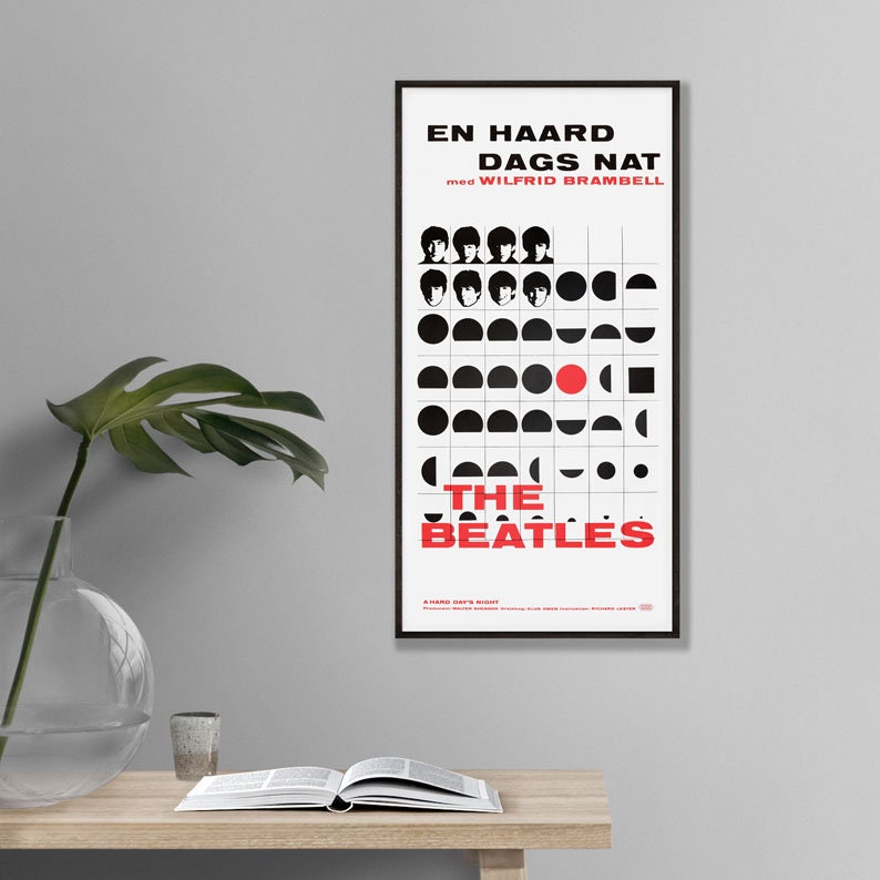 A Hard Day's Night - Beatles - Danish Film Poster - Framed Print