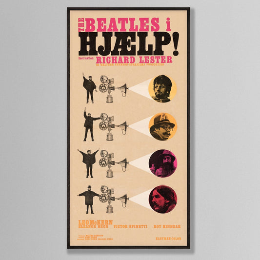 Help! - Beatles - Danish Film Poster - Framed Print