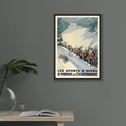 St Pierre De Chartreuse Les Sports d'Hiver Vintage Winter Sports Travel Poster