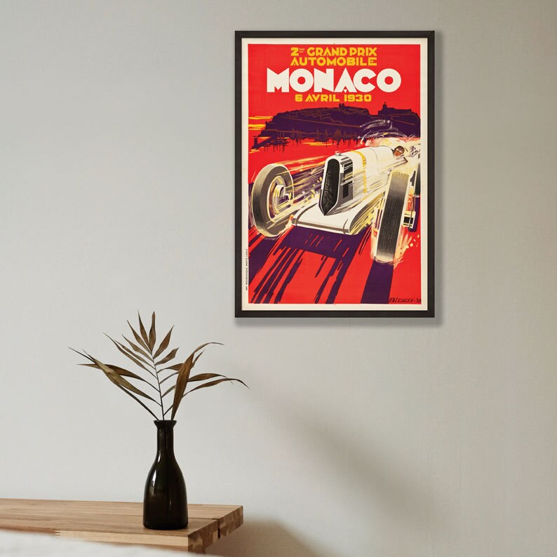 Monaco Grand Prix Poster - 1930 - vintage framed print