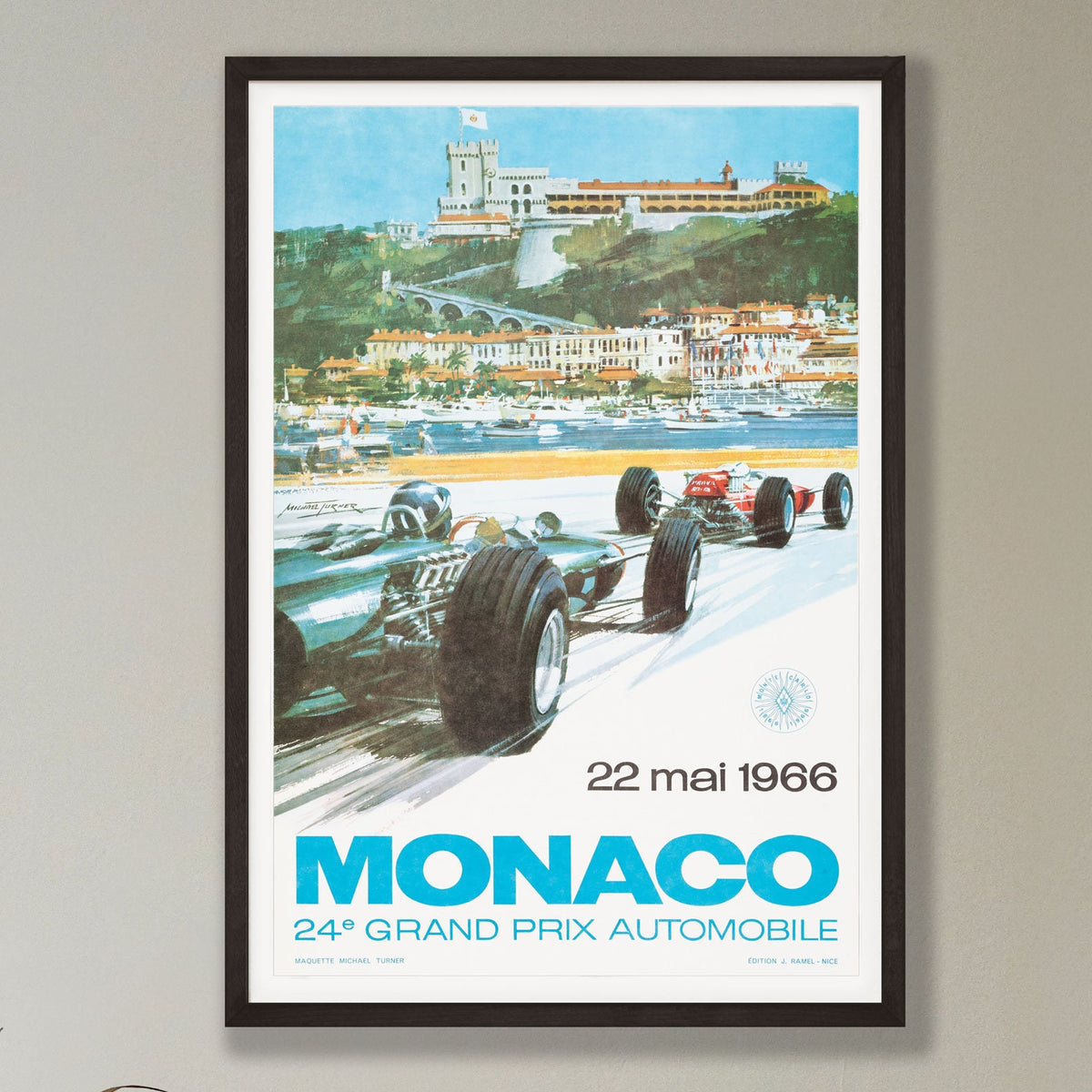 Monaco Grand Prix Poster - 1966 - vintage framed print