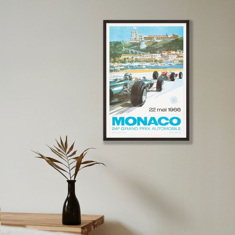 Monaco Grand Prix Poster - 1966 - vintage framed print