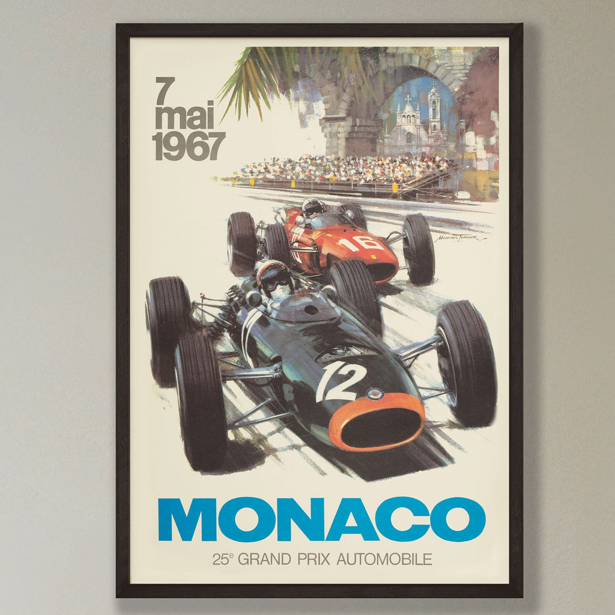 1967 Monaco Grand Prix vintage framed poster
