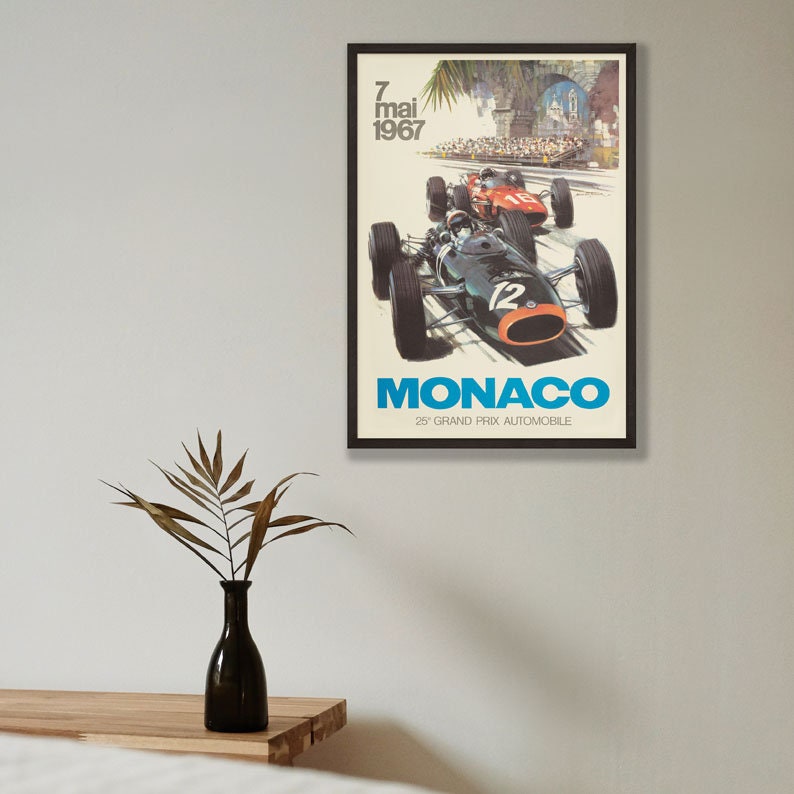 Monaco Grand Prix 1967 vintage racing poster