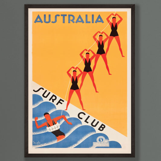 Australia Surf Club Vintage Travel Poster