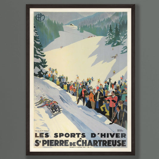 St Pierre De Chartreuse Les Sports d'Hiver Vintage Winter Sports Travel Poster