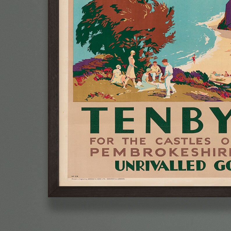 Tenby Wales Travel Poster, Vintage GWR Reproduction, Framed Print