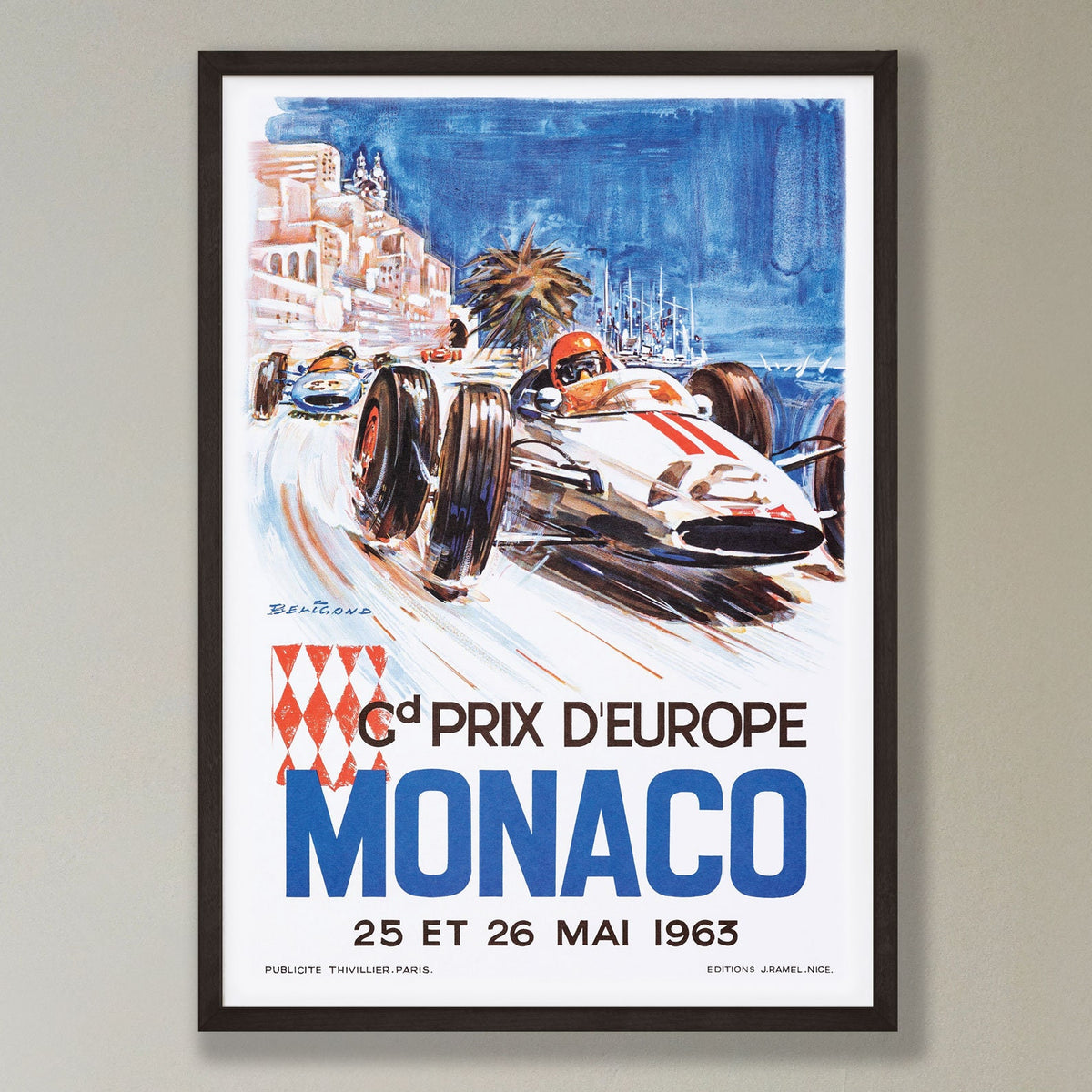 Monaco Grand Prix Poster - 1963 - vintage framed print