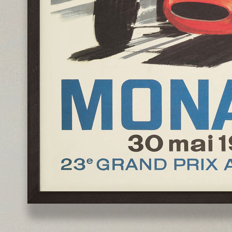 Monaco Grand Prix Poster - 1965 - vintage framed print