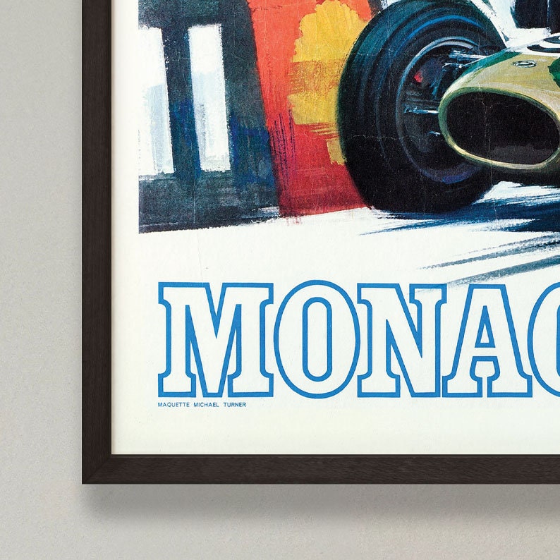 Monaco Grand Prix Poster - 1968- vintage framed print