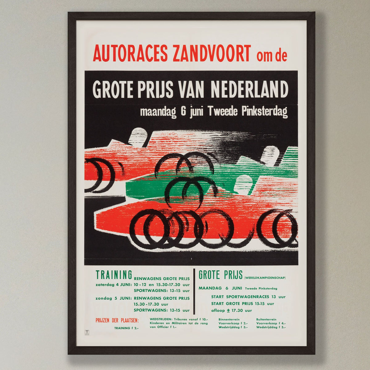 Zandvoort Holland Vintage Motor Racing Poster - 1962 - vintage framed print