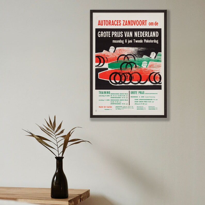 Zandvoort Holland Vintage Motor Racing Poster - 1962 - vintage framed print