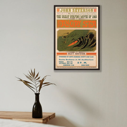 The Angry Sea - Surfing Movie - reproduction vintage framed print