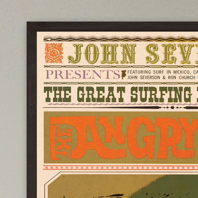 The Angry Sea - Surfing Movie - reproduction vintage framed print