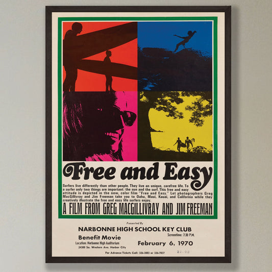 Free and Easy - Surf Movie - reproduction vintage framed print