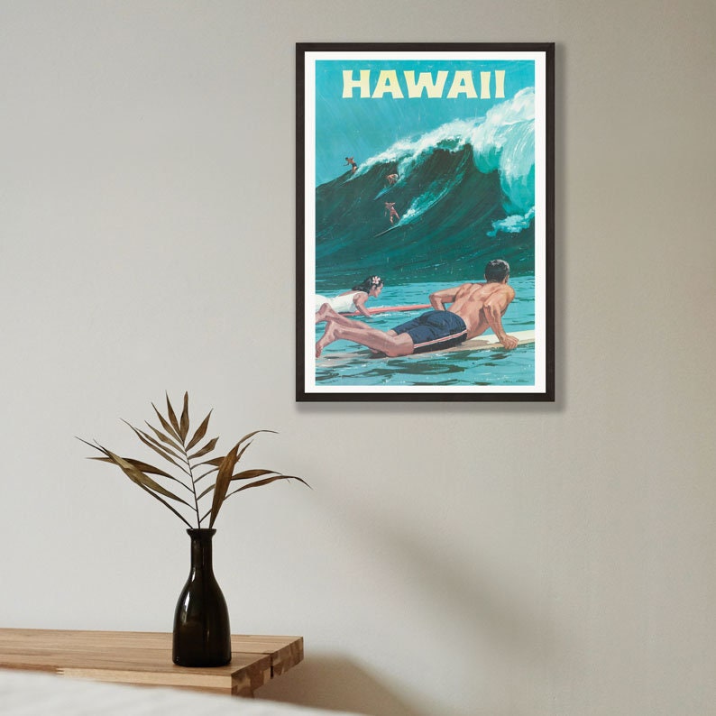 Hawaii Travel Poster - reproduction vintage framed print