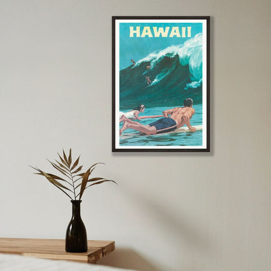 Hawaii Travel Poster - reproduction vintage framed print