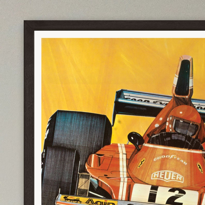 British Grand Prix Poster - Silverstone - John Player - 1977 - vintage framed print