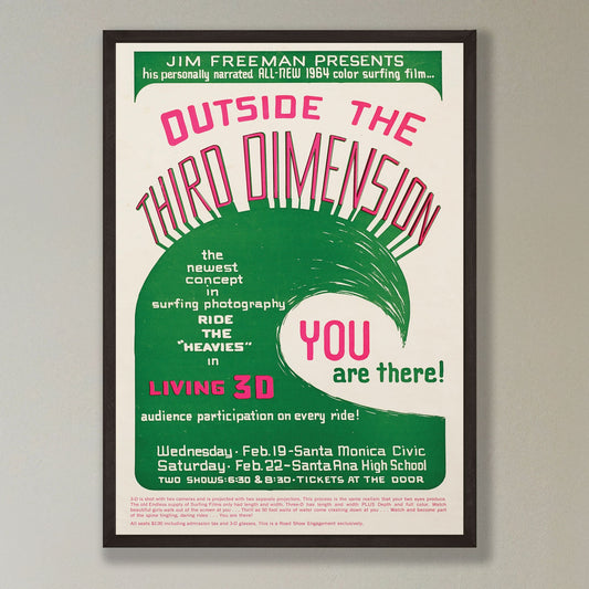 Outside the Third Dimension - Surf Movie vintage framed print