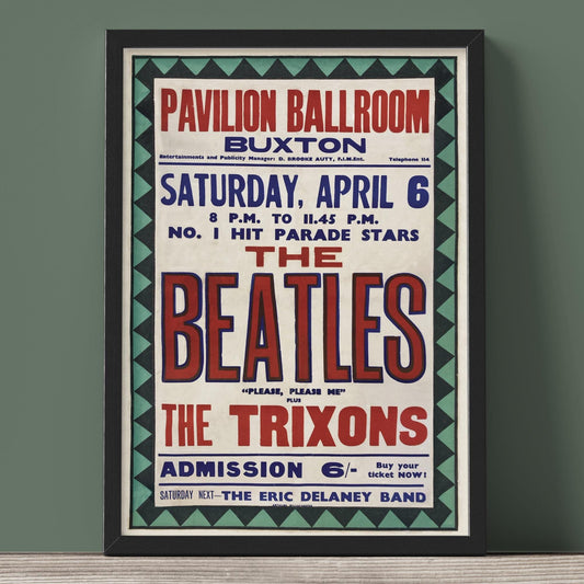 The Beatles - Buxton Pavilion Ballroom Concert Poster - Framed Print