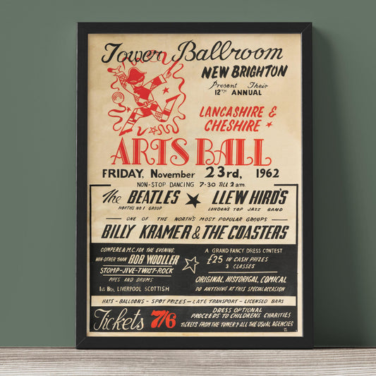 The Beatles - Tower Ballroom Concert Poster - Framed Print