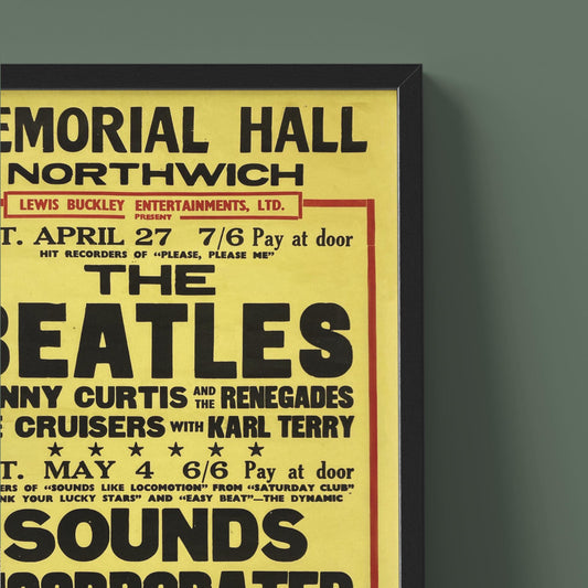 The Beatles - Northwich Memorial Hall Concert Poster - Framed Print