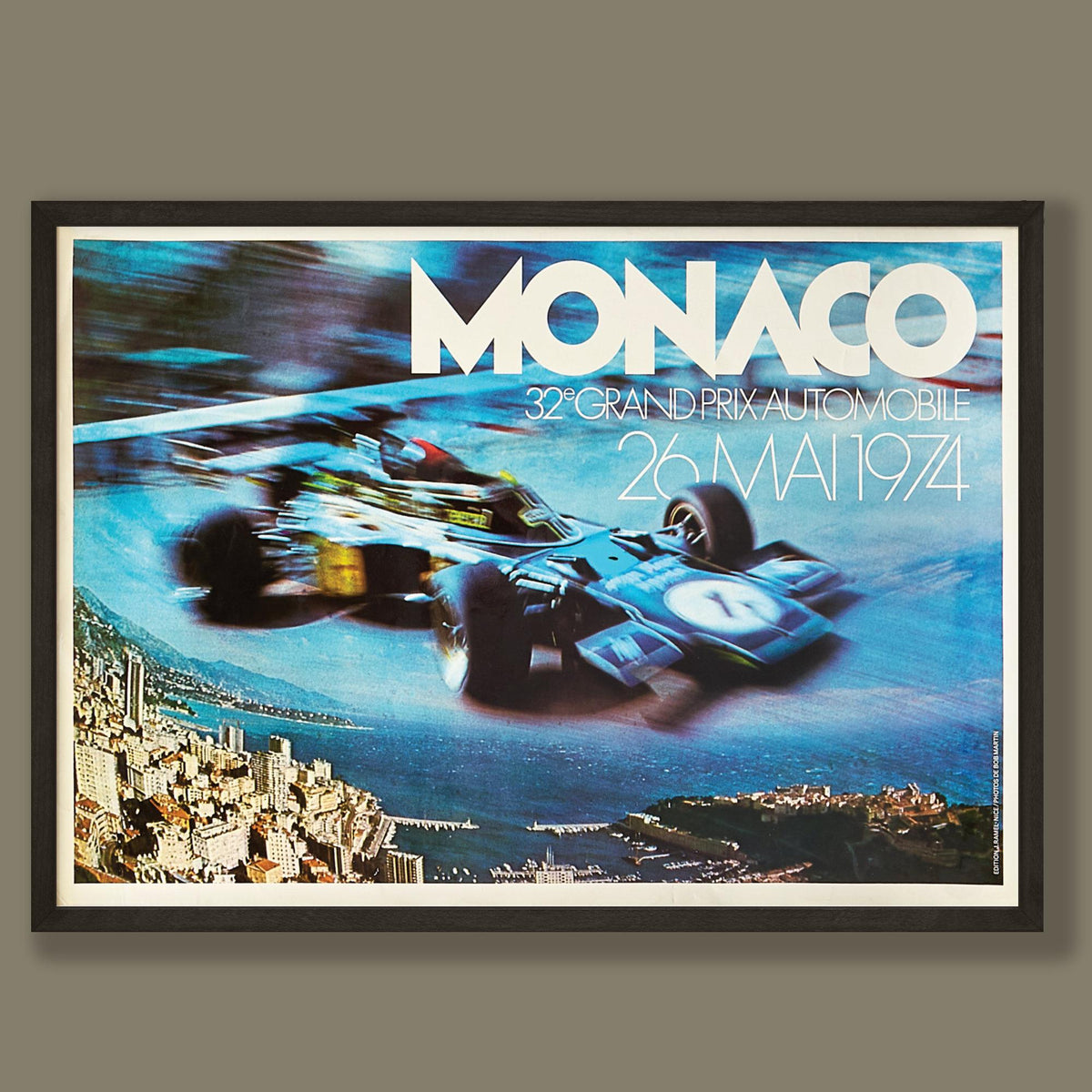 Monaco Grand Prix Poster - 1974 - vintage framed print
